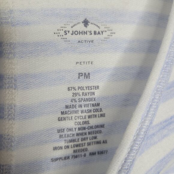 St. John's Bay Petite M Blue White Striped SS Pockets Stretch Knee Length Dress - Picture 4 of 6